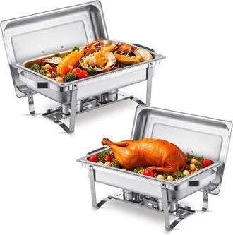 OEM Calentador De Alimentos Para Buf&eacute;(7,5 L), Con 2 Sartenes De Tama&ntilde;o Completo, Dispensador De Calor Rectangular Para Catering Con Tapa Y Soporte Para Co