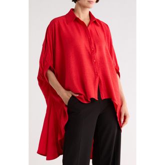 Patrizia Luca Oversized Button-Up Top in Red at Nordstrom Rack