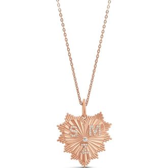 SHYMI Fluted Multi Initial Heart Pendant Necklace in Rose at Nordstrom