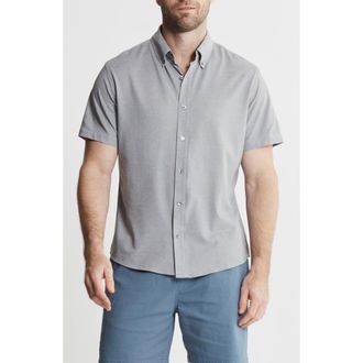 J.A.C.H.S. Short Sleeve Stretch Oxford Button-Up Shirt in Light Grey at Nordstrom Rack, Size Xx-Large