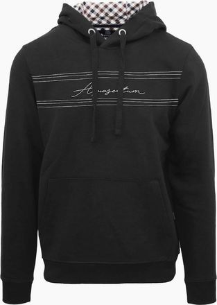 Aquascutum Mens Hooded Neck Signature Print Sweatshirt - Black - Size: 2X large