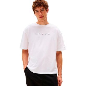 Tommy Hilfiger Mens Short Sleeve Round Neck Logo T-Shirt, White (Th Optic White), M