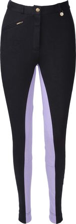Avon Womens Cotton/Lycra Horse Riding Jodhpurs with Front Pocket Ladies Soft Stretchy Two Tone Jodhpurs Jods Pants (26, Black/Baby Purple)