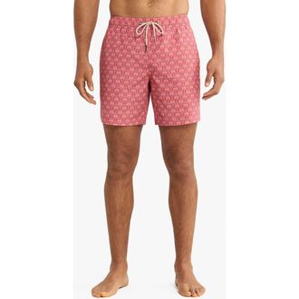 Fair Harbor The Bayberry Swim Trunks in Red Palms at Nordstrom, Size Xx-Large