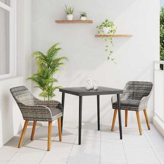 vidaXL Conjunto De Comedor De Jard&iacute;n 3 Pcs Gris Rat&aacute;n Sint&eacute;tico Vidaxl