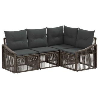 vidaXL Conjunto De Sof&aacute;s De Jard&iacute;n 4 Pcs Gris Rat&aacute;n Sint&eacute;tico Vidaxl