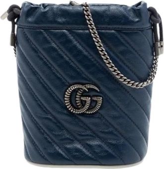 Gucci Pre-owned Vintage Bucket Bag - Dames - Vintage Tas - Blauw - ONE Size - Leer - Vintage