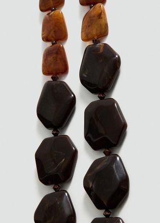 Mango Collana doppia perline marrone - Donna - Taglia unica - MANGO