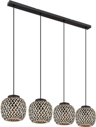 Globo Lighting Lampada da soggiorno Lampada a sospensione in stile boho Lampada a sospensione in bambù Lampada da tavolo da pranzo, in vimini, 4x prese E27, LxLxH