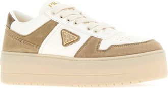 Prada Womens Two-Tone Leather And Suede Downtown Bold Sneakers Deserto