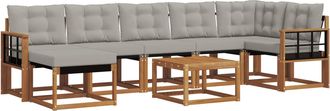 vidaXL Conjunto De Sof&aacute;s De Exterior 8 Uds. Gris Natural Y Claro Vidaxl