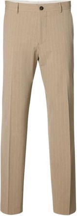 Selected Liam Slim Flex Nadelstreep Pantalon - Heren - Nette broeken - Beige - 4XL - Leer - Broeken