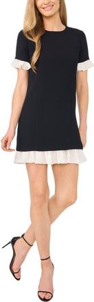 CeCe by Cynthia Steffe Ruffle Sheath Minidress in Rich Black at Nordstrom, Size X-Small