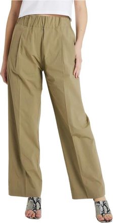 Erika Cavallini Semi Couture Brede broek - Dames - Wijde Broeken - Groen - L - Katoen - Broeken