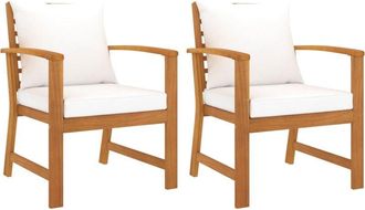 vidaXL Garden Chairs 2 pcs with Cream Cushions Solid Wood Acacia vidaXL