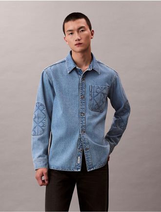 Calvin Klein Jeans Calvin Klein Mens 90s Emblem Denim Overshirt - Blue - 2XL