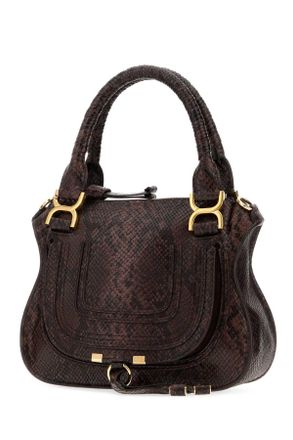 Chlo&eacute; Womens Printed Leather Small Marcie Shoulder Bag Kohlbrown Borse A Secchiello