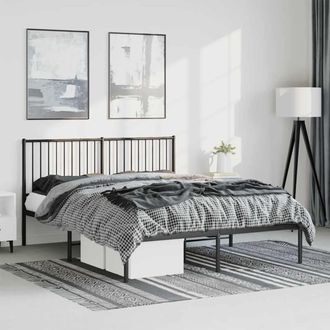 vidaXL Vidaxl - Estructura Cama Sin Colch&oacute;n Con Cabecero Metal Negro 150x200 Cm