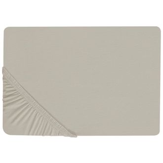Beliani S&aacute;bana De Algod&oacute;n Gris Pardo 160 X 200 Cm Ajustable Bordes El&aacute;sticos S&oacute;lido Janbu