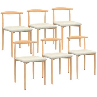 IDMarket Set di 6 sedie per sala da pranzo NOE in finto legno e sedute in tessuto beige