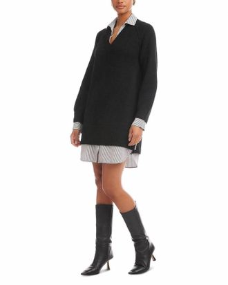 Fifteen Twenty Carrie Mixed Media Dress In Black