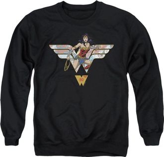 Gildan Wonder Woman Ww 80th Collage Logo Adult Crewneck Sweatshirt