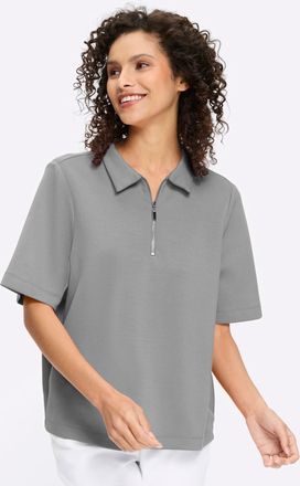 Heine T-Shirt HEINE Shirt, Damen, Gr. 34, steingrau, 55% Viskose, 40% Polyester, 5% Elasthan, unifarben, Rundhals, Shirts T-Shirt