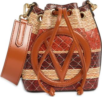 Mario Valentino Jules Tresse Drawstring Bucket Bag in Umber at Nordstrom Rack
