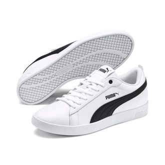 Puma Sneaker PUMA SMASH WNS V2 L, Damen, Gr. 37,5, schwarz-weiss (puma wei&szlig;, puma schwarz), Leder, unifarben mit Farbeinsatz, Schuhe Sneaker