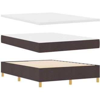 vidaXL Cama Tipo Box Spring Marr&oacute;n Oscuro 140 X 200 Cm Tela Vidaxl