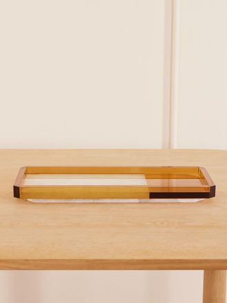 Reflections Copenhagen Vassoio In Cristallo E Onice Shadow - Marrone