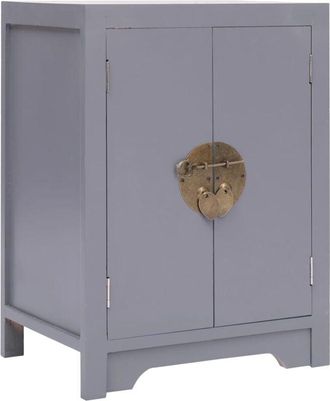 vidaXL Mesita de noche madera de Paulownia gris 38x28x52 cm vidaXL