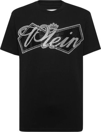 Philipp Plein Round Neck T-Shirt Crown Stones - Heren - T-shirts - Zwart - L - Katoen - Tops