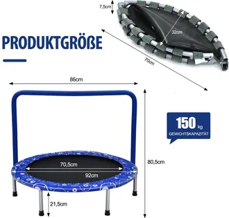 OEM Mini Trampol&iacute;n, Trampol&iacute;n Plegable Para Ni&ntilde;os Peque&ntilde;os, Azul Y Negro
