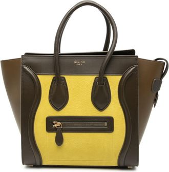 Celine Green Khaki Leather Handbag Tote Bag (Pre-Owned)