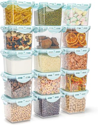 OEM Juego De 15 Recipientes De Pl&aacute;stico Herm&eacute;ticos Apilables De 650 Ml, Aptos Para Microondas, Ideales Para Guardar En La Cocina