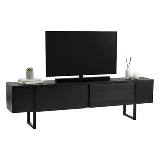 Dmora Dmora - Mueble De Televisi&oacute;n Lilith, Aparador De Sal&oacute;n, Mueble Bajo Para Tv, Base De Pared Equipada, 180x30 H50 Cm, Negro