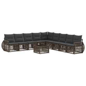 vidaXL Conjunto De Sof&aacute;s De Jard&iacute;n 10 Pcs Gris Y Gris Oscuro Vidaxl