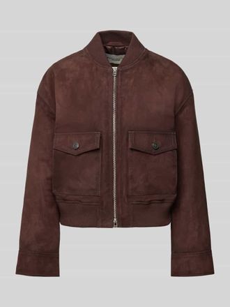 Marc O'Polo Denim Regular Fit Leder- / Kunstlederjacke aus echtem Ziegenleder in Aubergine, Gr&ouml;&szlig;e XL