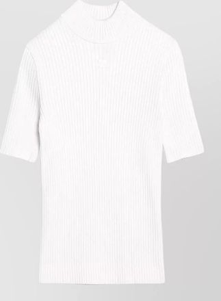 Courr&egrave;ges ribbed turtleneck short-sleeve knitted top