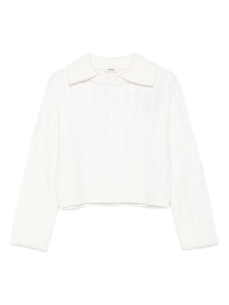 Sandro cable-knit collared sweater - women - Wool - 3 - Neutrals