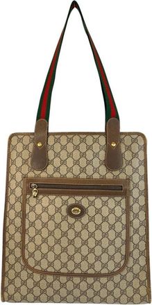 Gucci Beige Gg Supreme Canvas & Leahter Tote (Authentic Pre-Loved)