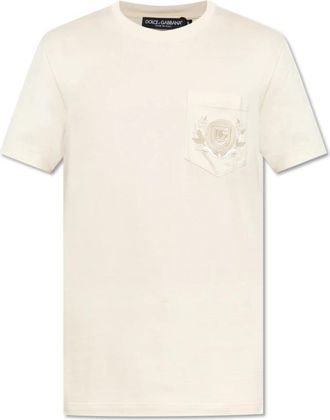 Dolce & Gabbana T-shirt met Zak - Heren - T-shirts - Beige - L - Katoen - Tops