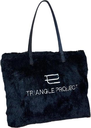 Generic Faux plush embroidered one-shoulder mens and womens large bag black pink fashion handbag