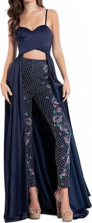 Rachel Allan Formal Jumpsuit Set In Navy Blue
