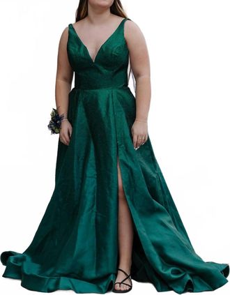 Sherri Hill A-Line Hot Fix Prom Dress In Emerald