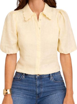 Mint Velvet Puff Sleeve Shirt With A Collar in Yellow at Nordstrom, Size X-Small