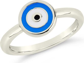 Sterling Forever Sibyl Enamel Evil Eye Ring in Silver at Nordstrom Rack, Size 6