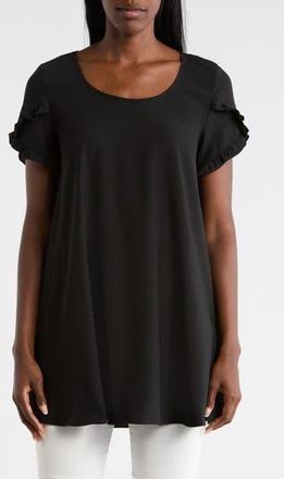 Patrizia Luca Ruffle Sleeve Tunic Top in Black at Nordstrom Rack, Size X-Small