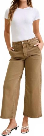 Judy Blue High Waist Wide Leg Ankle Jean In Khaki
